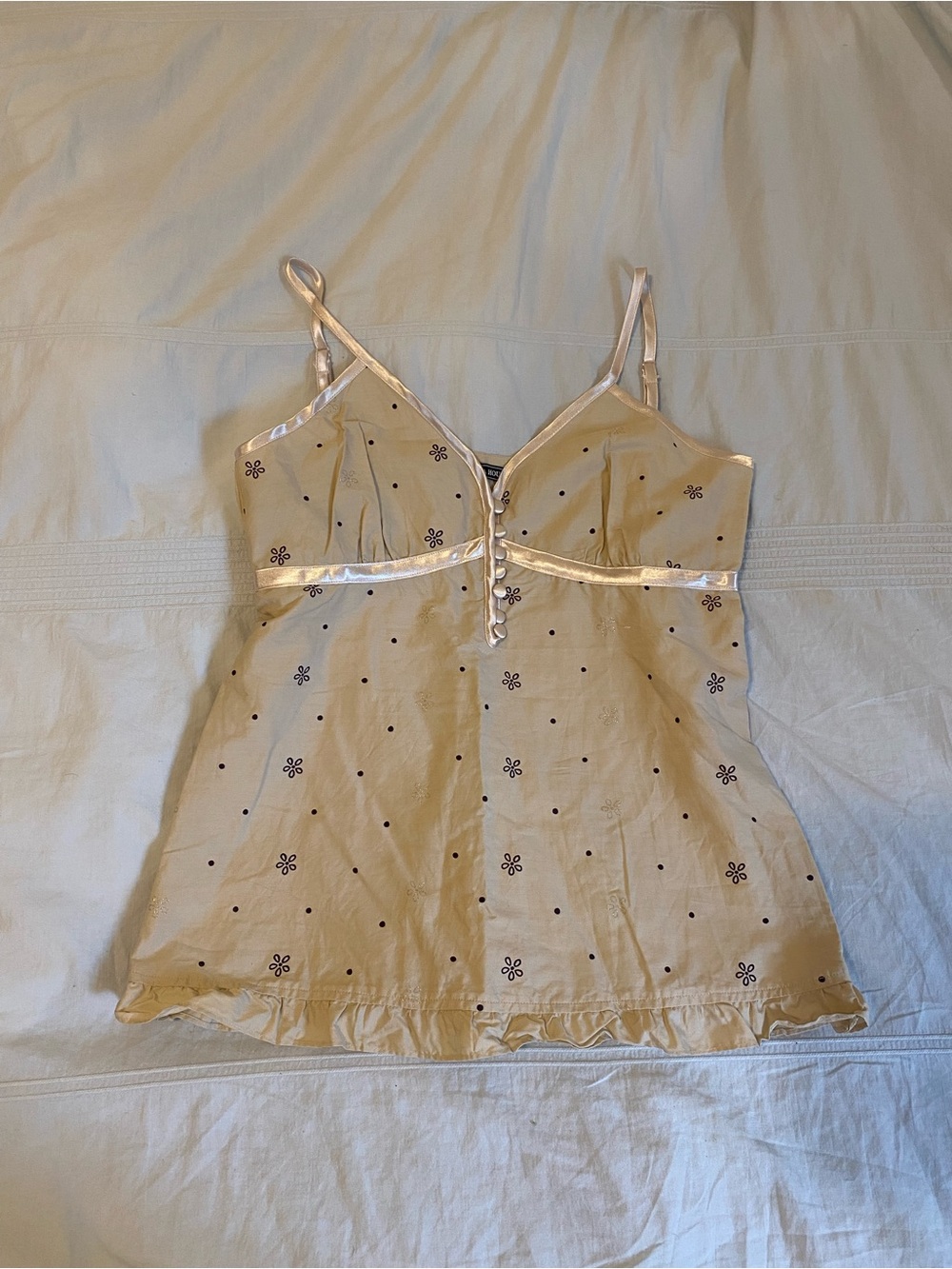 Y2K Champagne detailed babydoll top